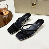 Breakj Summer New Large-Size Toe Square Bow Bow Fine Heel Heel Cold