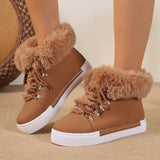 Breakj Short-Haired Long Hairy Leather Snow Boots Women's Wind Plus Thick