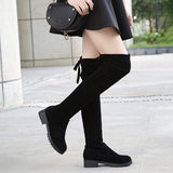 New 2023 Women's Boots Suede Over The Knee Boots Low Heel Flat And Cotton Thermal Sleeve Women's