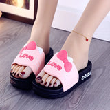 Summer High-heeled Thick Soled Slippers Women's Cute Cartoon Bear Heightening Sandals Shoes Woman Heels Summer Slipper