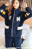 Women's Warm Home Clothes Sleepwear Ladies Flannel Thick Coral Fleec Oversized Woolen Pijama Zipper Plush Coral