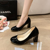 New Spring And Autumn Style Baotou Thick-Heeled High-Heeled Sandals Thick High-Heel Fashion Suit Solid Color Large-Size High-Heeled