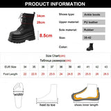 Punk Chunky Ankle Boots Women Autumn Winter PU Leather Platform Shoes Woman Gothic Thick Bottom Motorcycle Booties