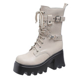 Breakj Size 35-422025 Spring New Thick-Bottomed Martin Boots Raised High-Pine Cake Bottom Locomotive