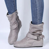 Medium Tube Buckle Women's Boots Autumn And Winter Ankle Boots Large Size Women's Boots Womens
