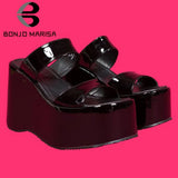 Brand Goth Open Toe Platform Wedges Thick Bottom women's Sandals Slides Punk Outdoor Leisure Casual Summer Women