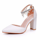 Breakj Cm Thick Heel Sandals Beaded Sous-Suded Women's Shoes Spring Women's Shoes Light-Mouthed Fashion Thick Heel