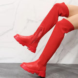 High Boots Women Over-the-knee Long Platform Shoes Knitting Socks Chunky Red New Rock Elegant Goth Plus Size