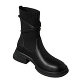 New Women's Chelsea Boots Vintage Ladies Platform Shoes Chunky Heel Stretch Sock Ankle Boots for Women Botines