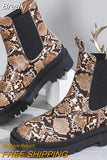 Size Boots Women 2023 Winter New European and American Fashion Snake Pattern Color Matching Thick Bottom Short Boots