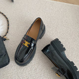 Breakj De Triphal Spring 2023 New Soft Leather Foot Pedal Thick Sole Metal Buckle Retro British Style Small Leather