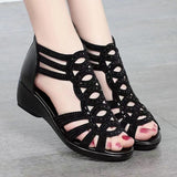 Breakj Leather Roman Sandals Women's Summer 2023 New Soft-Soled Mother Shoes Fashion Wearing Ladies Sandals Women's