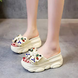 Shoes Lady Butterfly-Knot Ladies' Slippers Slipers Women Luxury Slides On A Wedge Platform Soft 2024
