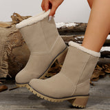 Breakj Short Boots Women's Boots Thick And High Heel Snow Boots Large Cotton