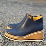 Winter Wedges Women Boots Comfortable Ankle Boots Shoes Round Toe Heel Lace Up and Zip Thicken Botas De Mujer Plus Size
