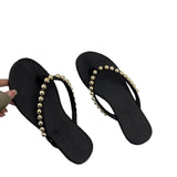 Breakj Pearl Leather Flat-Bottomed Flip-Flops Women Wear The New Summer 2025 Summer New Trendy Beach Feet Cool