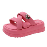 Breakj Summer New Thick-Soled Soft Leather Slippers Women Wear Cross Soft-Soled Beach Shoes Casual Fairy Wind Cool