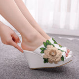 Breakj Flower Fish Mouth Slope With Large-Size Cool Slippers Waterproof Table Roman Sandals New