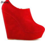 Autumn Winter Boots For Women Wedges Platform Flock Women's Ankle Fashion Short Boot Shoes