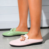Luxury Brand Designer Women Slippers Slip On Mules Flat Casual Shoes Slides Summer Footwear Female Patent leather
