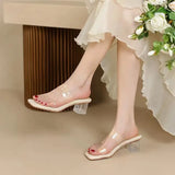 Summer Soft Platform Sandals for Women Fashion Transparent Pvc High Heel Sandalias Mujer New Clear Square Heels