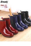 Women Rain Boots Waterproof Rubber Sole Low Heel Winter Shoe Female Middle Tube Fashion New Brand Design Ankle Boot