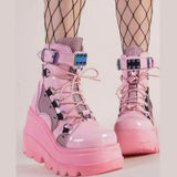 Breakj Wish Size 2023 Winter Thick-Ded Goth Slope And Mid-Sleest Boots Girl