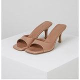 Breakj Leather High And Cool Slippers Women In The Summer Of 2025 New British Wind Square And Wear Large-Size Women's