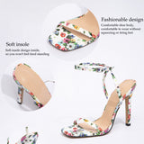 Breakj Head Print With Cross Ankle With Fine Heel Sandals Gorgeous High