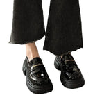 Love Shoes Women's 2024 New Spring British Style Small Black Leather Shoes With A Single