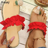 Women Slipper Pineapple Pearl Flat Toe Bohemian Summer Beach Sandals Ladies Shoes plus size Mujer