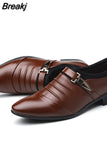 Casual Men Leather Big Toe Soft Sole Dress Versatile Business Lace-Up Summer Breathable Style 2023 Men Shoes Loafers