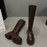 Style Retro Martin Boots Children Autumn And Winter 2024 New Tide With Thick Bottom Back Zipper Elastic High
