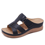 Breakj Size Summer Leisure Retro Sloping Thick Thick Shoe Leather One-Line Women's