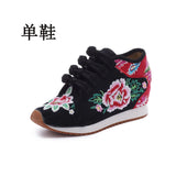 Breakj Shoes / Velvet Travel Canvas Embroidered Cloth Shoes Women's Casual Shoes High Heel Sports