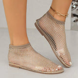 Breakj Summer New Round Head Sandals With Short Boots Summer Sexy Flat-Bottomed Hollow Sandals
