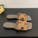Breakj Women Wear Summer New Korean Cool Drag Soft Flat Bottom One-Word Drag Seaside Beach