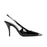 Breakj Summer New Black Patent Leather High Heels Fine Heel Temperament Square French Girl Professional Fashion Single