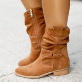 Breakj And Winter Ladies Large-Size Short-Slee Way Round Head Metal Buckle Side Zipper Low Side And Fashion