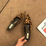 Pointed Mules Fashion Leopard Print Women Slippers Casual Women's Shoes Women Low Heels Elegant Ladies Outdoor
