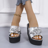 Sale Top Cowhide Platform Summer Shoes Women Sandals Slippers 2021 Fish Head Wedges Sandals High Heels Shoes Summer