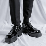 Breakj British Wind Thick Bottom Derby Profile Picture Black Male Business Casual Leather Shoes Retro Patent Leather