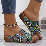 Breakj New Summer Wedge Slippers Female Sandals Thick Platform Plus Size One-Word