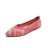 Women Pointed Toe Shallow Flat Shoes Mesh Loafers Soft Bottom Ballet Flats Classic Moccasins Knit Dress Shoes