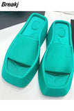 Platform Women Slippers Summer Square Toe Brand Satin Sandals WomenSexy High Heels Shoes Beach Sandals Flip