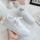 Breakj New Board Shoes Korean Version Of The Hong Kong Style Retro White Tie With Thick-Soled College Wind Sports Small White Shoes