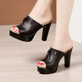 Thick-Heeled, Fashionable Slippers For Women In 2023 Summer New Thick-Soled Waterproof Platform Large Size 4043 Fish Mouth