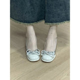 Breakj Bow Beautiful Silver Mary Jane High Heel Women's Back Empty Coarse Sandals 2025 Summer New Single