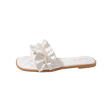 Size Pearl Chain Slippers Female 2024 Casual Temperament One Character Flat Slippers Fairy Wind Slippers