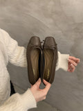 Single Shoe Shallow Bow Spring 2024 New French Gentle Night Wind Flat Scoop Shoes Women's
